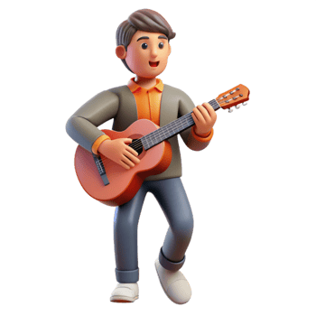 stunning modern Musician playing a guitar high quality png