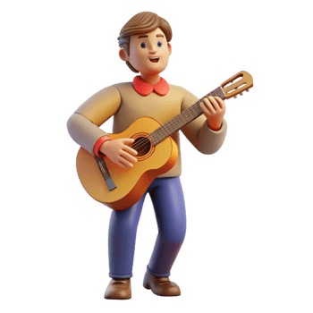 serene classic Musician playing a guitar original png