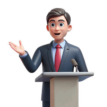 elegant creative Presenting businessman giving a speech implied, not shown professional png