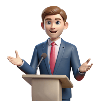 stunning minimalist Presenting businessman giving a speech implied, not shown premium png