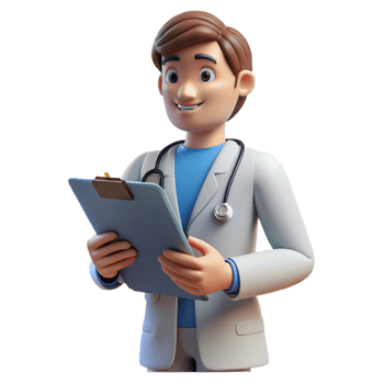 elegant contemporary Diagnosing doctor with a patient chart original png