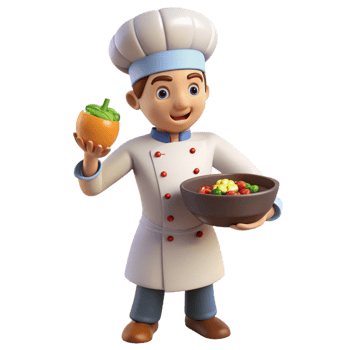 vibrant classic Innovative chef creating a new dish original png