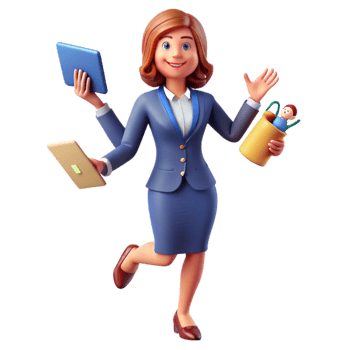 elegant traditional Busy professional woman multitasking authentic png