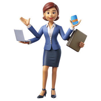 stunning vintage Busy professional woman multitasking genuine png