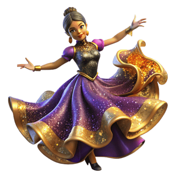 wonderful artistic Energetic Flamenco Dancer Isolated with Bright Costume premium png