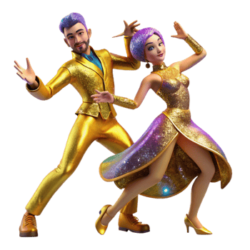 impressive artistic Energetic Salsa Dancers Cutout with Bright Costumes high quality png