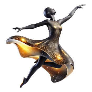 serene traditional Expressive Modern Dance Silhouette Transparent Background with Blurred Motion detailed png