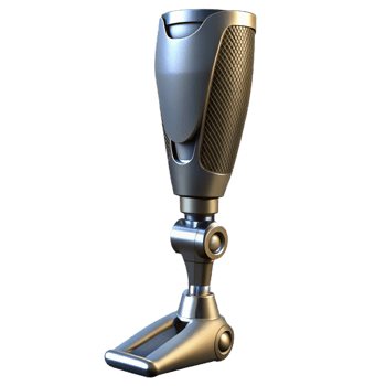 beautiful modern Bionic Leg Prosthesis, metallic and carbon fiber, hydraulic pistons genuine png