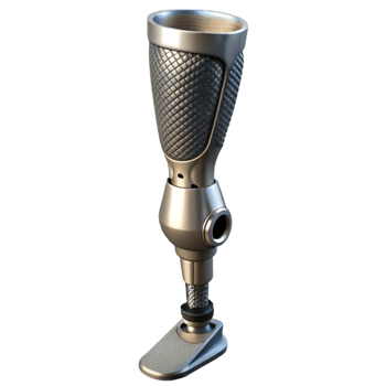 beautiful rustic Bionic Leg Prosthesis, metallic and carbon fiber, hydraulic pistons authentic png