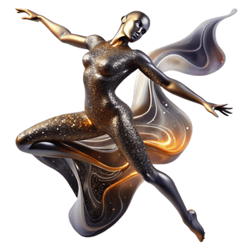 dramatic vintage Expressive Modern Dance Silhouette Transparent Background with Blurred Motion premium png