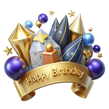 serene creative Festive Party Banner with Happy Birthday Text Isolated high quality png
