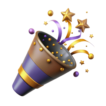 beautiful contemporary Festive Party Popper with Confetti Explosion Isolated detailed png