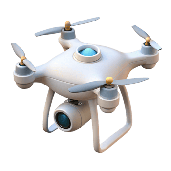 elegant vintage Hovering drone, sleek, white, camera attached professional png
