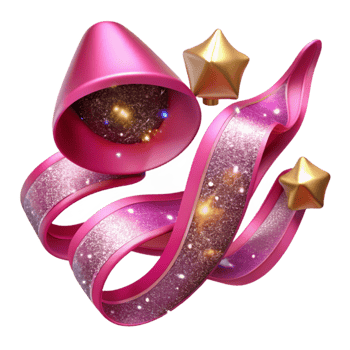 dramatic classic Festive Streamers Bright Pink Transparent Background png
