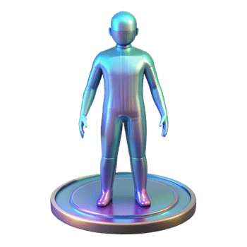 vibrant abstract Holographic projection of a human, life-size high resolution png