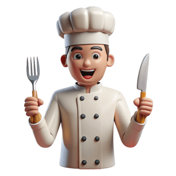 extraordinary vintage Chef, holding knife and fork, detailed png