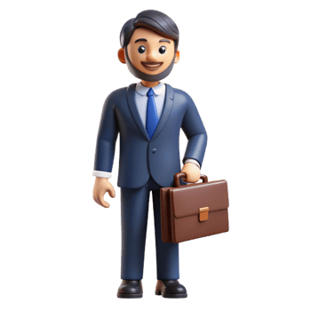 wonderful artistic Serious lawyer, holding a briefcase, high quality png