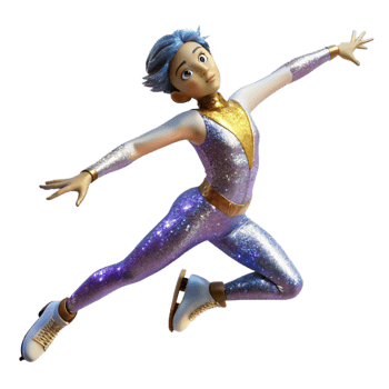 dramatic abstract Figure Skater Performing Jump Transparent high quality png