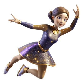 wonderful minimalist Figure Skater Performing Spin Cutout with Elegant Rotation premium png
