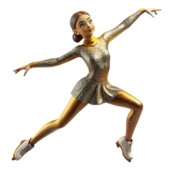 wonderful artistic Figure Skater Striking a Pose Isolated Element with Graceful Lines high resolution png
