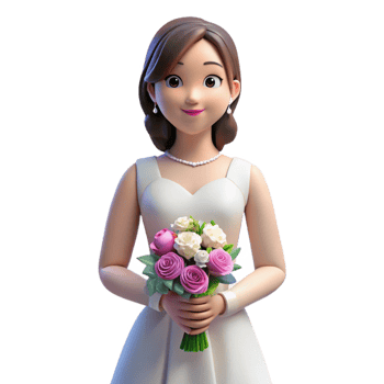 impressive classic Bride, holding bouquet bouquet not fully visible , detailed png