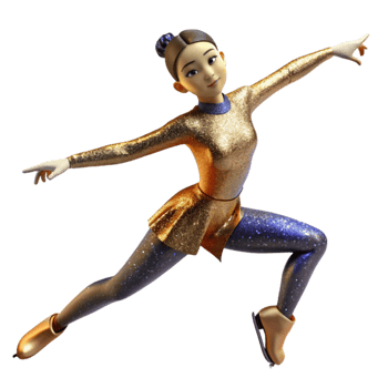 magnificent abstract Figure Skater Striking a Pose Isolated Element with Graceful Lines high quality png