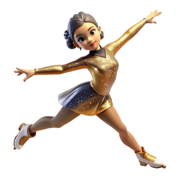 beautiful creative Figure Skater Striking a Pose Isolated Element with Graceful Lines authentic png
