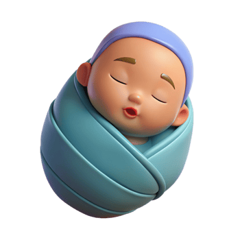stunning vintage Sleeping baby, swaddled, peaceful expression, high resolution png