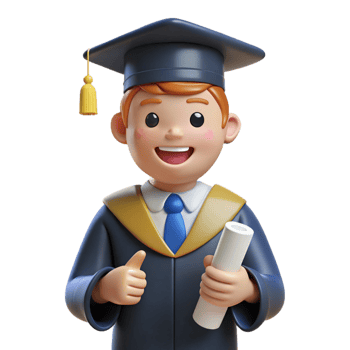 wonderful modern Happy graduating student, cap and gown, diploma, premium png