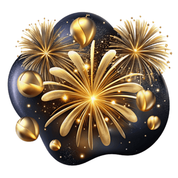 beautiful rustic Fireworks Display Sparkling Gold Transparent high quality png