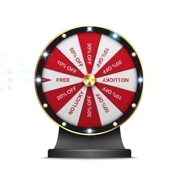 Luxury spinning fortune wheel, lucky roulette, online promotion events vector