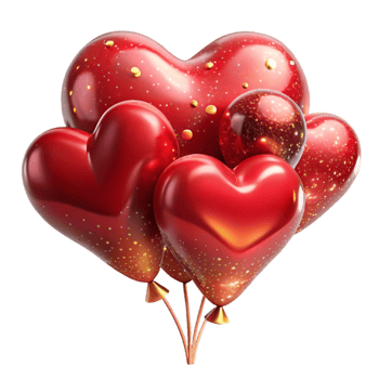 serene classic Floating Balloons Heart Shaped Red Isolated authentic png