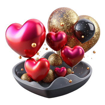 wonderful rustic Floating Balloons Heart Shaped Red Isolated high quality png