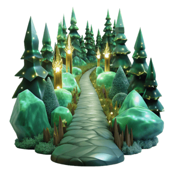 serene vintage Foggy Forest Path Isolated with Ethereal Green Tint premium png
