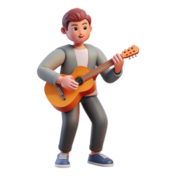vibrant contemporary Musician playing a guitar, high quality png