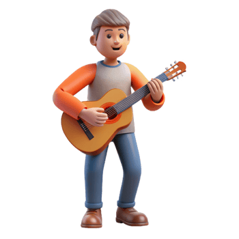 stunning minimalist Musician playing a guitar, exclusive png