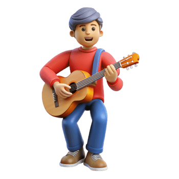 vibrant rustic Musician playing a guitar, original png