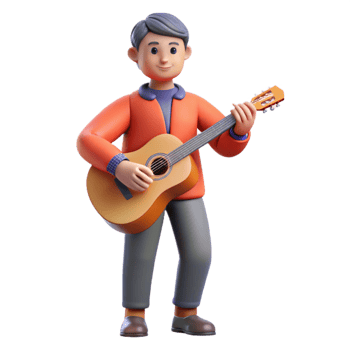 impressive abstract Musician playing a guitar, premium png