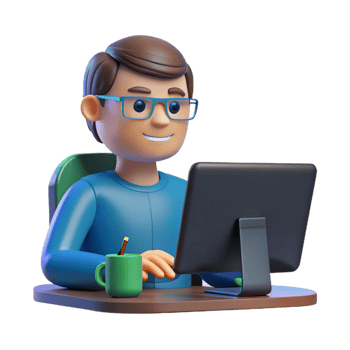 dramatic contemporary Programmer coding on a computer, high quality png