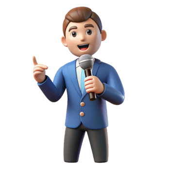 stunning contemporary Professional speaker with a microphone, original png