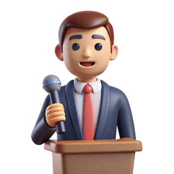 serene vintage Professional speaker with a microphone, premium png