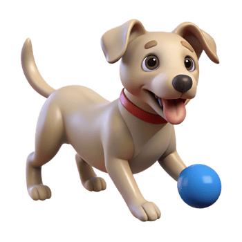 extraordinary contemporary Playful dog fetching a ball, 4K png