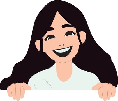 Happy Girl Peeking Over Signboard, happy Tisha BAv vector
