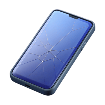 vibrant artistic A single, modern smartphone with a cracked screen high resolution png