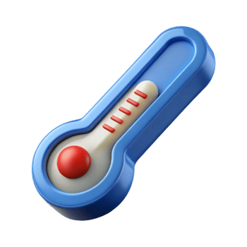 serene contemporary A digital thermometer, displaying a temperature premium png