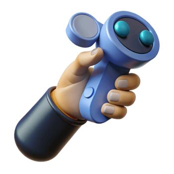 vibrant rustic A virtual reality controller, held in a hand hand cropped out original png