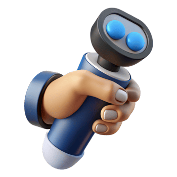 beautiful rustic A virtual reality controller, held in a hand hand cropped out authentic png