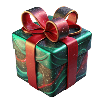 elegant rustic Gift Box Tied with Ribbon Red and Green Transparent Background genuine png