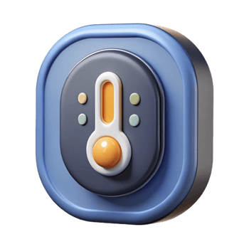 dramatic artistic A smart thermostat, displaying the current temperature premium png