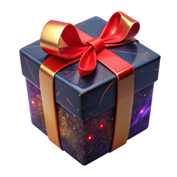 serene minimalist Gift Box with Red Ribbon Angled View Isolated Element high quality png